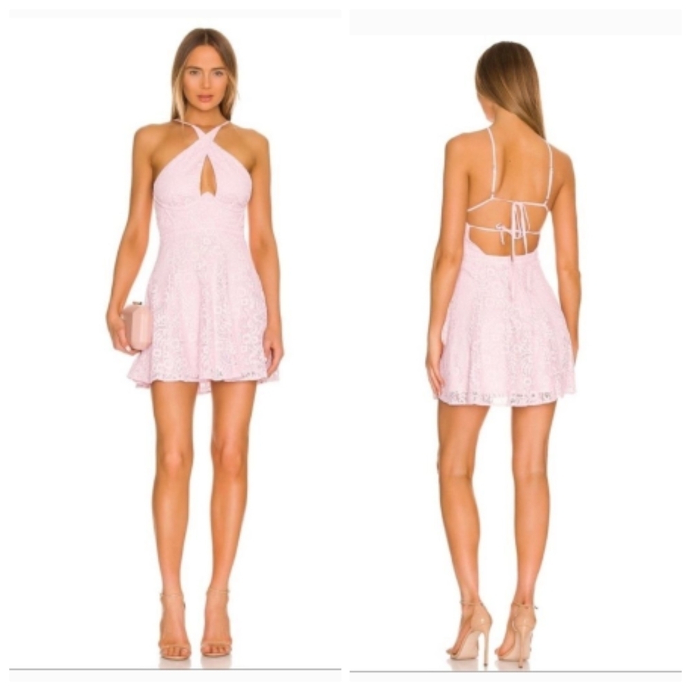 For Love And Lemons Carmella Cut Out Backless Mini Women's Small Pink Dazzle 2